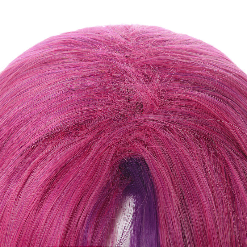 L-correo electrónico Peluca de pelo sintético Xayah Cosplay pelucas juego LoL Star guardianes Cosplay peluca larga Rosa verde con orejas Peluca de Halloween