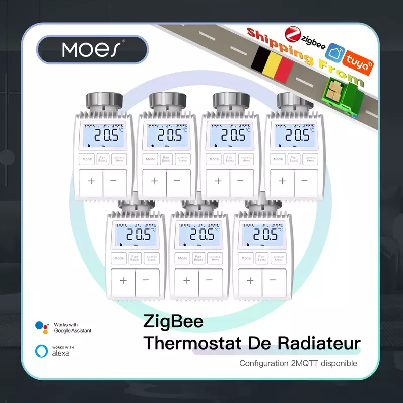 MOES – vanne d'actionneur de radiateur Tuya ZigBee3.0, Thermostat intelligent, contrôleur de température, capteur externe TRV, commande vocale avec Alexa