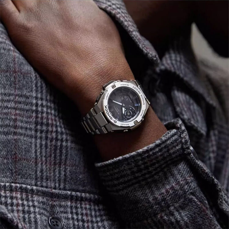 G-SHOCK zegarki męskie GST-B500 na co dzień moda wielofunkcyjny wstrząsoodporny podwójny wyświetlacz kwarcowy zegarek męski ze stali nierdzewnej