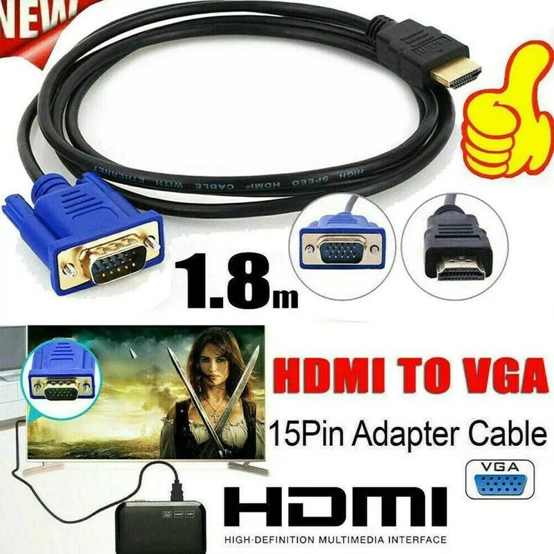 오디오 전원 공급 장치가 있는 HDMI-VGA 케이블 컨버터, HDMI 수-VGA 암 컨버터 어댑터, 태블릿 노트북 PC TV용, 1080P