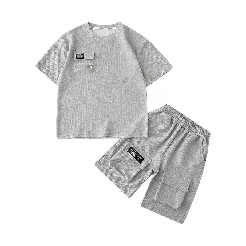 子供のカジュアルウェアセット,10代のファッション,半袖Tシャツとショーツのセット