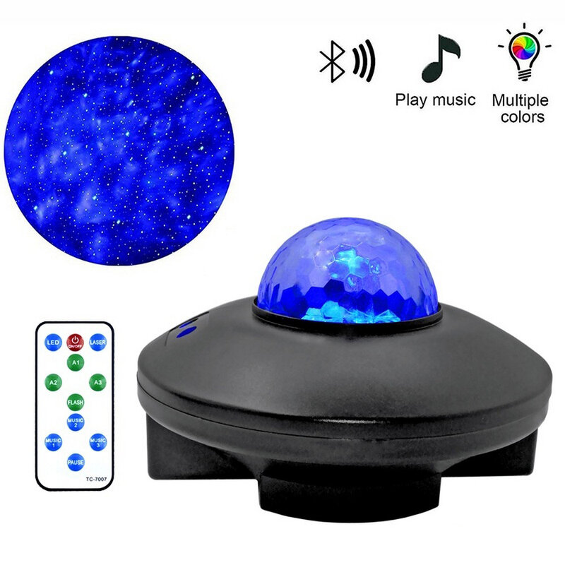 Afstandsbediening Led Nachtlampje 2 In 1 Sterrenhemel Lamp & Ocean Wave Projector Nachtkastje Muziek Bluetooth Speaker Lichten voor Kids