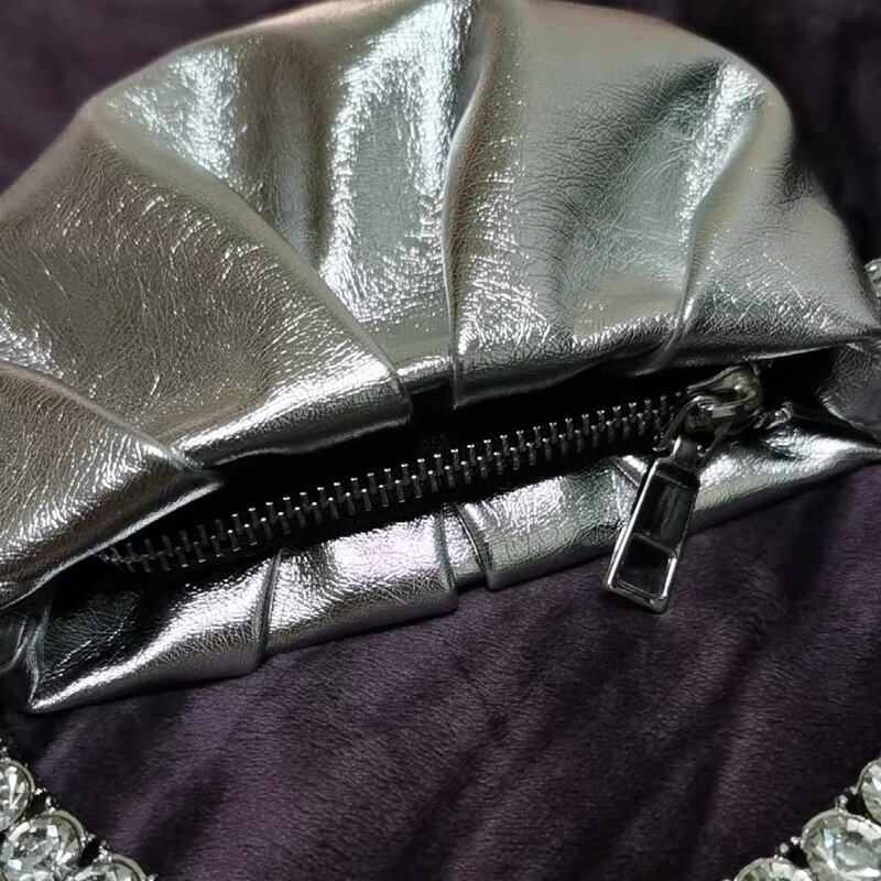 Женские вечерние мини-сумки MEDIOW, роскошная дизайнерская сумочка из искусственной кожи с флуоресцентной металлической ручкой, мозаика из искусственных бриллиантов, 2023
