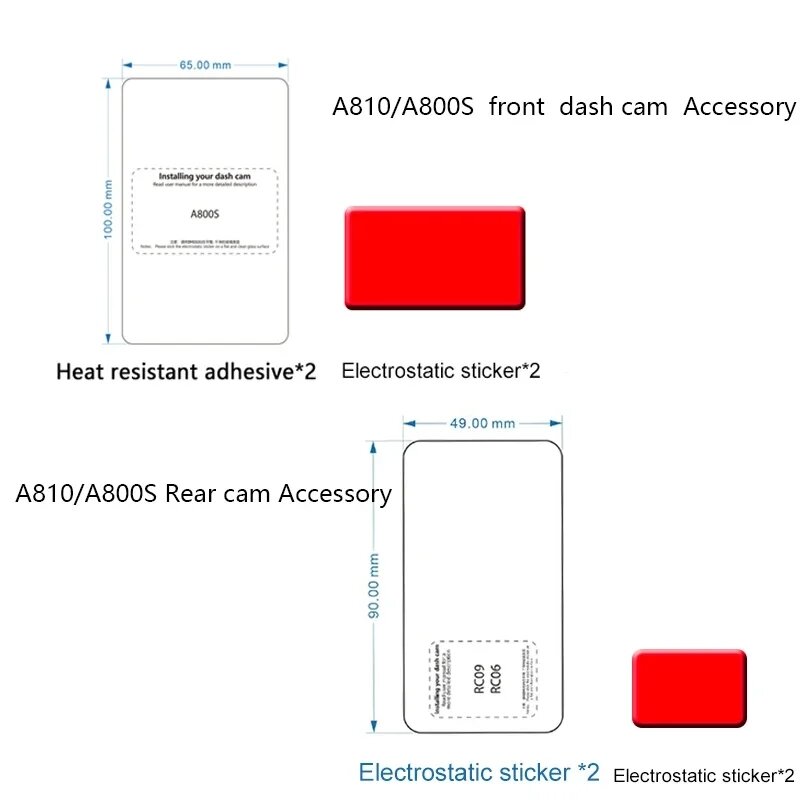 For 70mai Dash Cam A800S a810 4K Accessory Set Static Sticker VHB Stic and Static Stickers for 70mai A810 Car DVR film holder