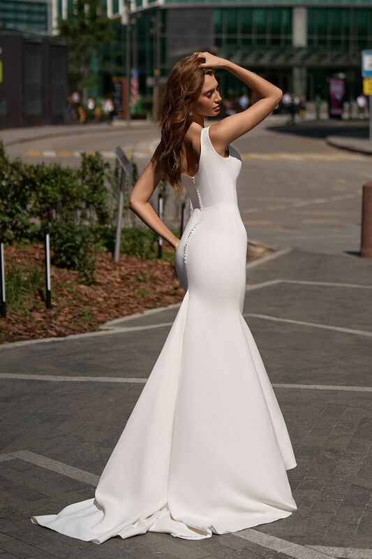 Spaghetti Strap A-line Wedding Dress Soft Satin Mermaid Bridal Gowns Customize To Measures Ivory Elegant Floor Robe De Mariee