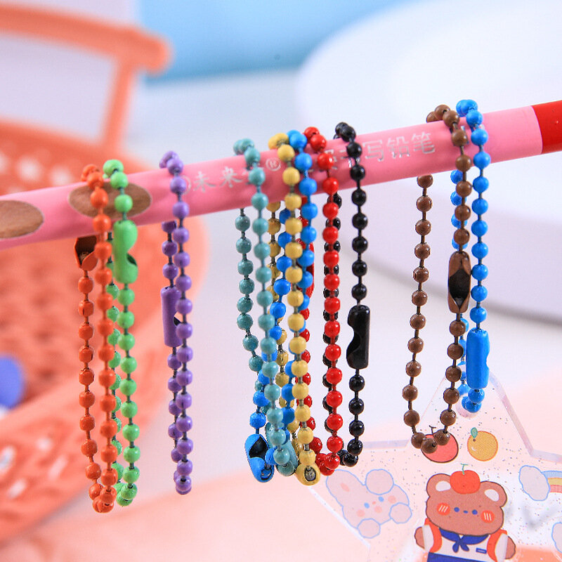 10/100pcs catene di perline colorate a sfera per portachiavi/bambole/etichette connettore Tag a mano per accessori per la creazione di gioielli braccialetto fai da te