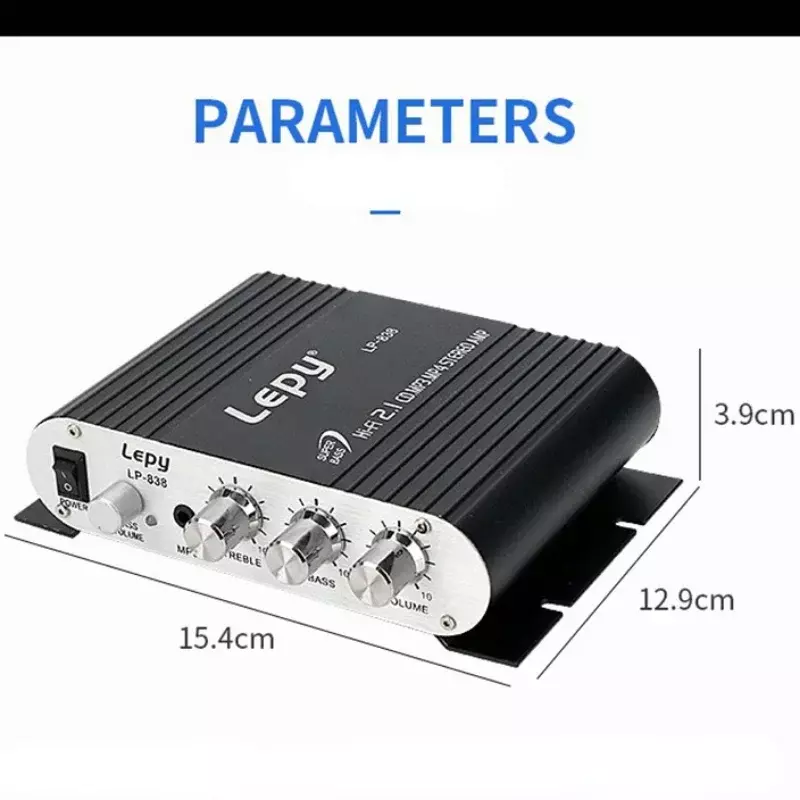 LEPY838-miniamplificador de Audio HiFi con Bluetooth 5,0, amplificador Digital de clase D, Tpa3116, 50W x 2, para casa, coche, USB/AUX IN