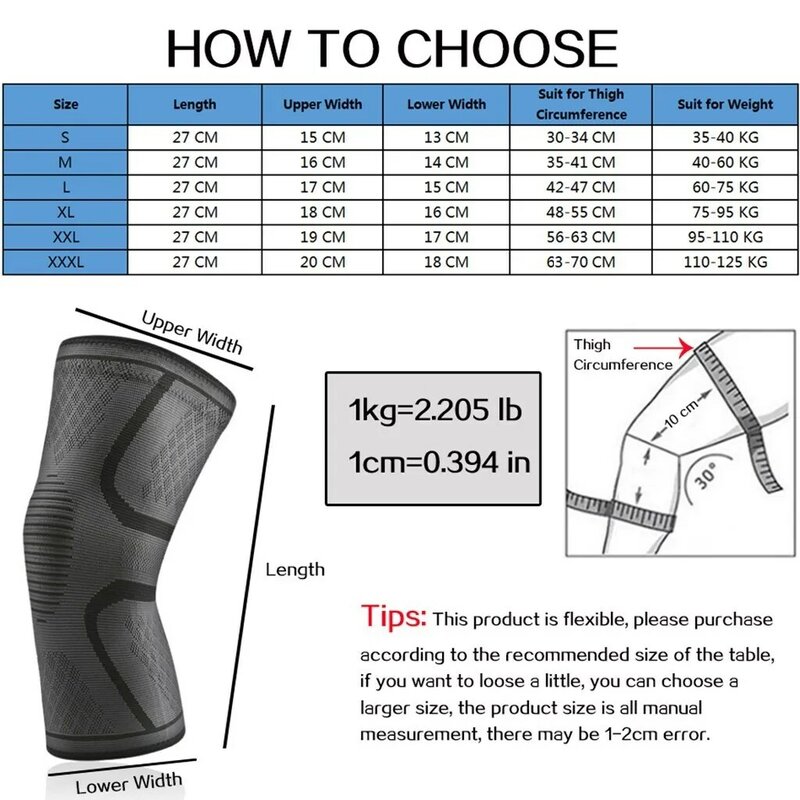 WOSWEIR 1 PC Elastic Knee Pads Nylon Sports Fitness Kneepad Fitness Gear Patella Brace Running Basketball Volleyball Support