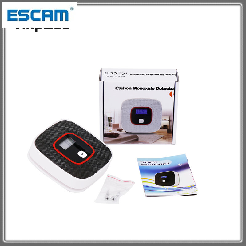 LCD fotoelektryczny niezależny czujnik gazu CO tlenek węgla zatrucie Alarm bezprzewodowy wykrywacz CO alarm głosowy Home ESCAM AL616