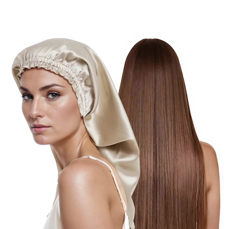 100% Mulberry Silk Long Hair Wrap Bonnet for Women Night Sleeping Cap for Long Curly Dreadlock Braid Hair