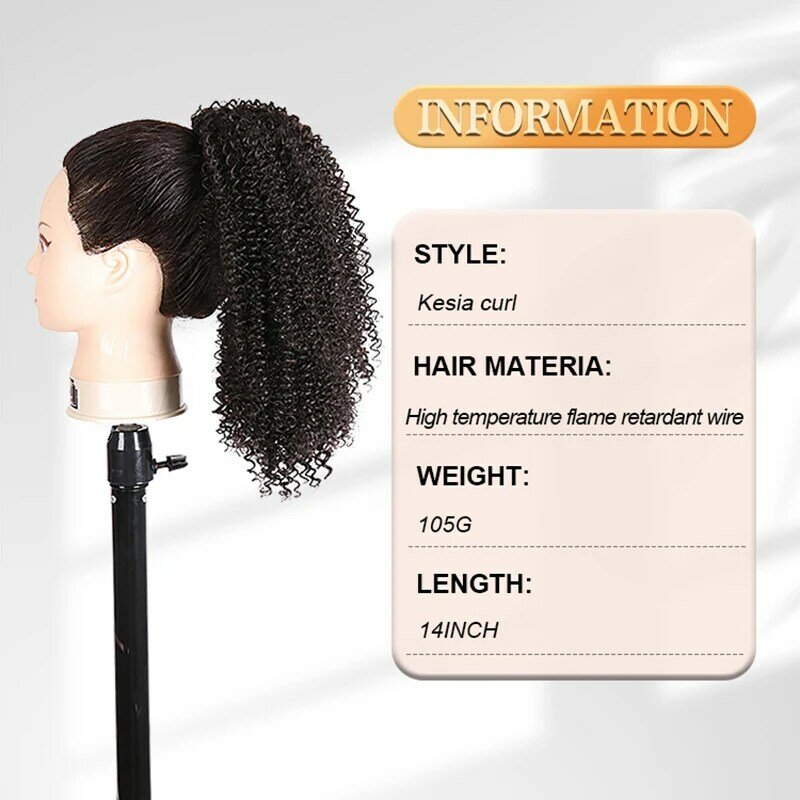 JULIANNA syntetyczne krótkie woda fala sznurkiem kucyk dla kobiet włosy Clip in rozszerzenie fałszywe czarne włosy naturalny wygląd