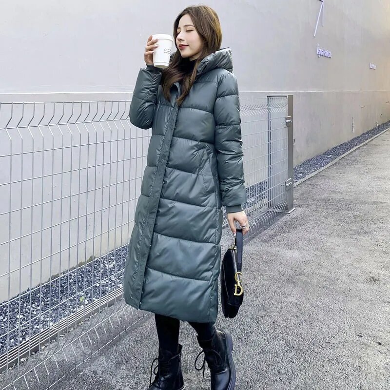 Abrigo largo con capucha para mujer, parka holgada de algodón que combina con todo, moda coreana, talla grande, otoño e invierno, 2024