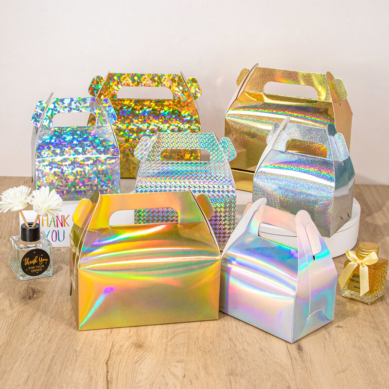 크래프트 선물 상자 케이크 포장 종이 컵, 웨스트포인트 화이트 디저트, 브라운 핑크 그린, 웨딩 파티 휴대용 종이 상자, 10 개