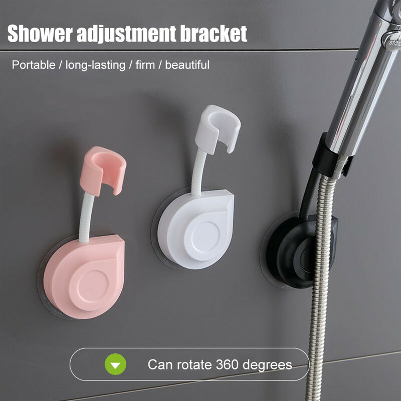 Suporte de chuveiro de parede, suporte do chuveiro, suporte de plástico ajustável 360 ° banheiro, preto