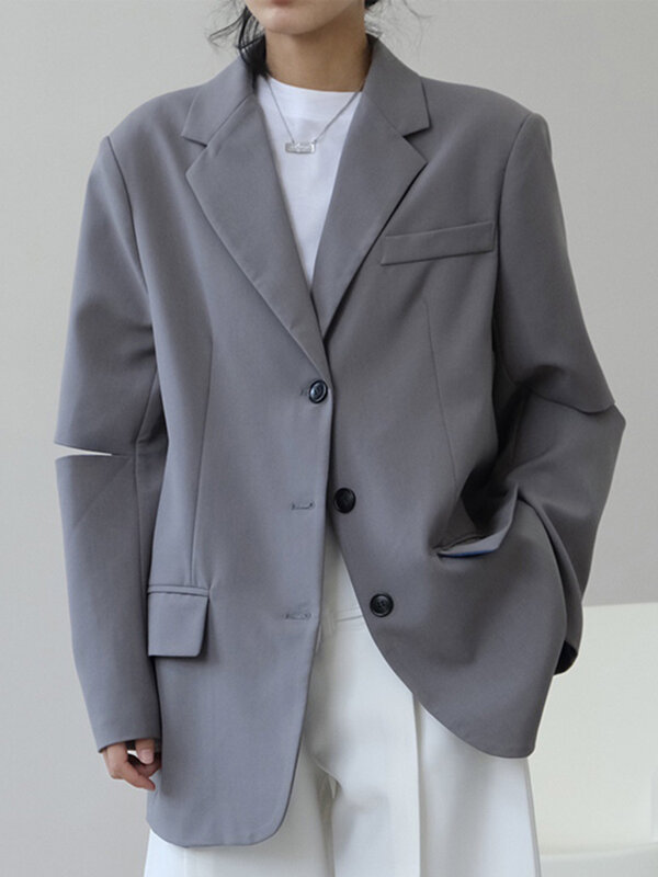 [LANMREM] blazer Design manica divisa donna monopetto Casual moda allentata giacche femminili 2024 primavera nuovi vestiti firmati