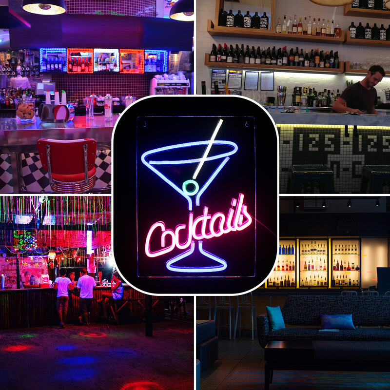 Cocktails Neon Teken Creatief Ontwerp Logo Led Lights Feestzaal Decoratie Voor Home Bars Club Slaapkamer Usb Hangende Kunst Wandlamp