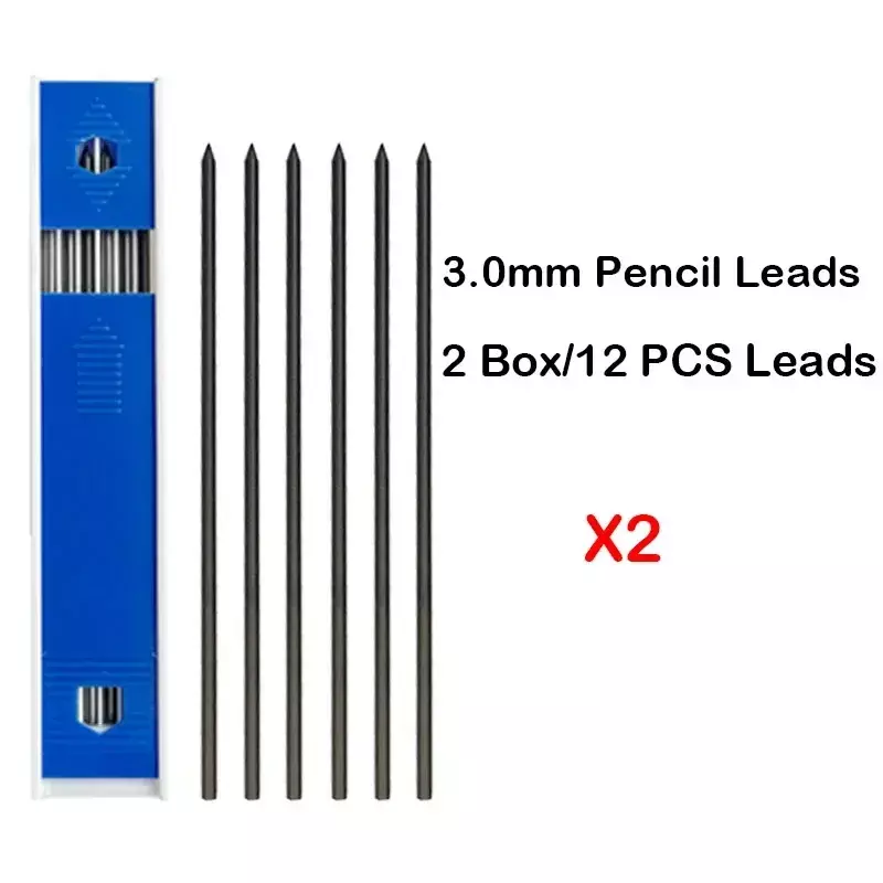 Recambio de cables HB para escritura de lápiz mecánico, suministros de oficina y escuela, papelería, 1/2/3 cajas, 3,0mm