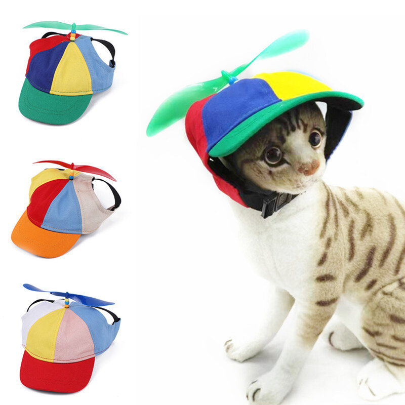Topi baling-baling hewan peliharaan, warna-warni dapat dilepas tahan matahari Penggantian bernapas musim panas luar ruangan dekorasi topi perlengkapan