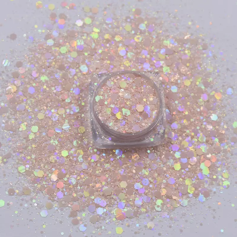 Macaron holográfico glitter para nail art, brilho hexagonal, pó, diy, diy, decoração, 10 g/saco