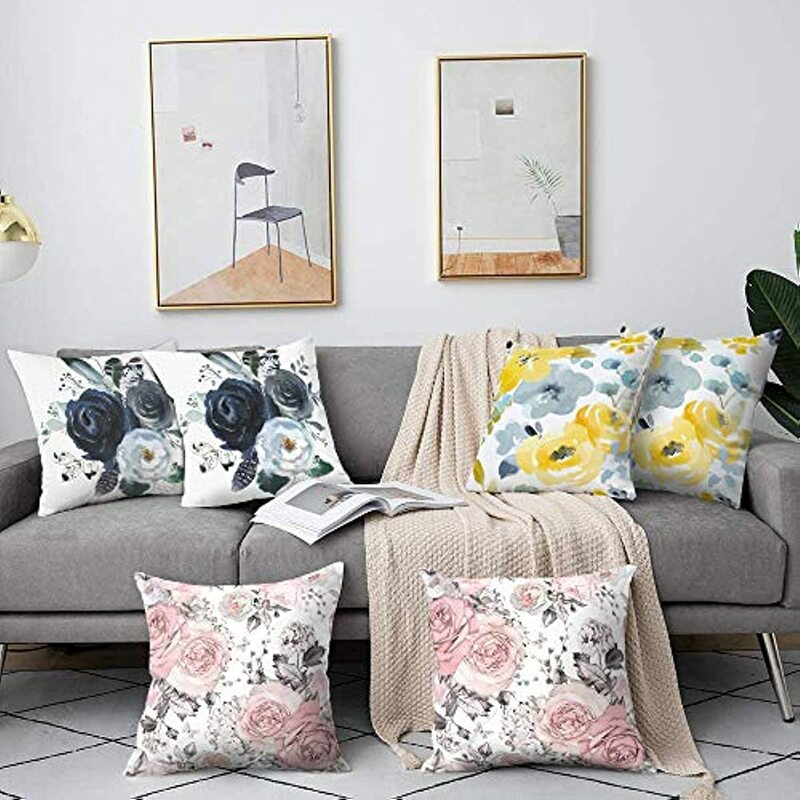 Наволочки с цветочным рисунком, декоративные бархатные наволочки для подушек в стиле фермерского дома, набор из 2 предметов