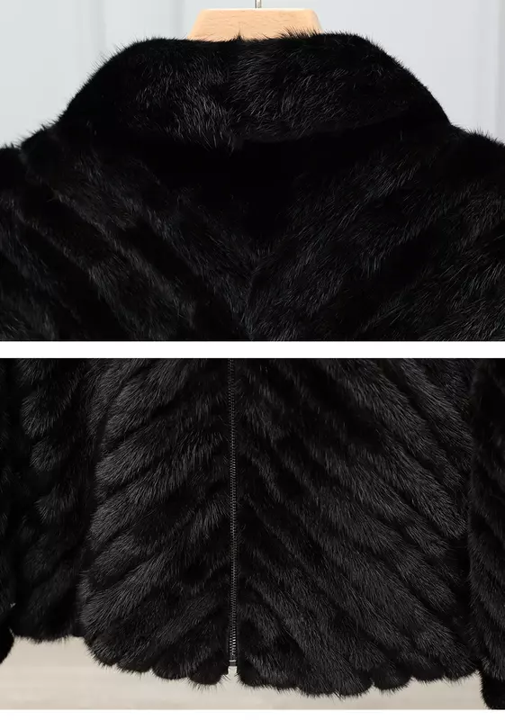 AYUNSUE-Veste d'hiver en fourrure de vison véritable pour hommes, manteau d'automne, vêtements chauds, fermetures à glissière, SGG