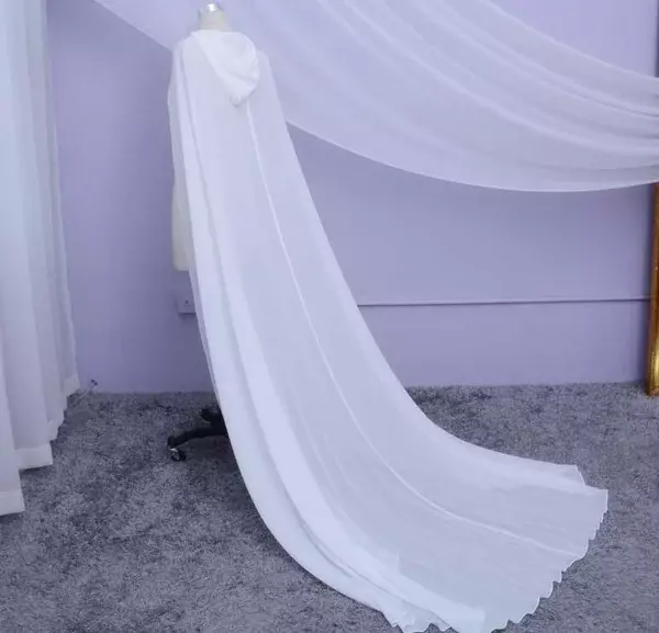 Wedding Bridal Long Chiffon Cape Coat Hooded Medieval Halloween Cloak Shawl Wrap Party Shrug Cloak bolero formal  bridal wrap