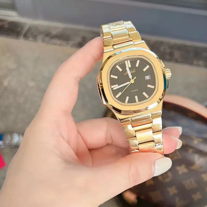 High Qaulity 2024 New Women's Watch square dial  quartz  Rust Steel Band Gold Watch Gives Girlfriend Gift Waterproof