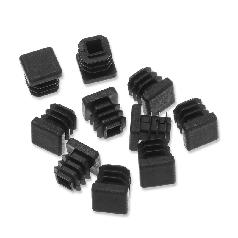 10pcs Square Plastic Black Blanking End Cap Tube Pipe Insert Plug Bung 15x15~60x60mm