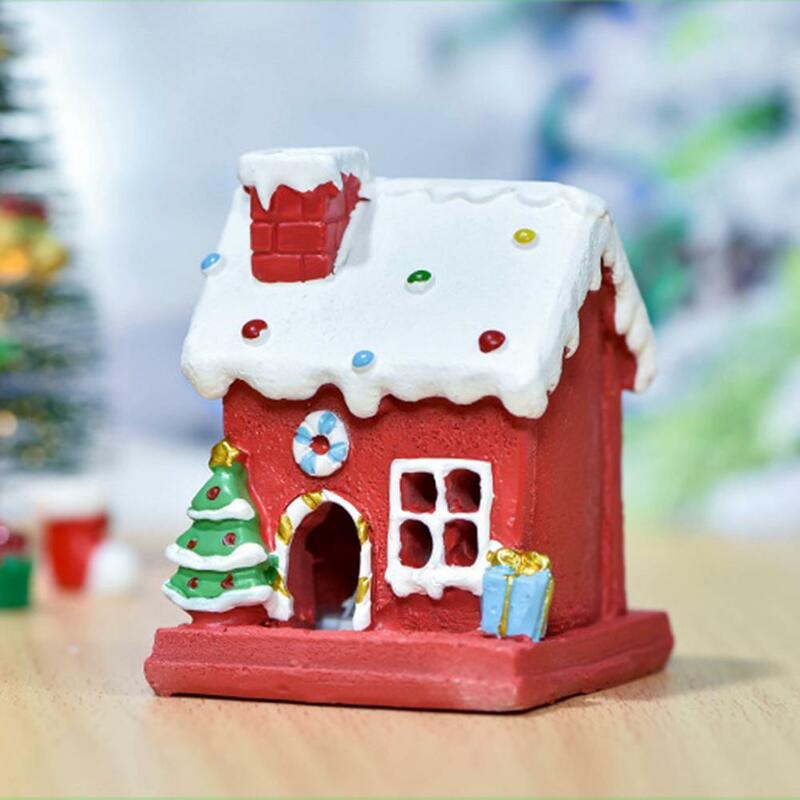NEW Diy Christmas House Ornaments Simulation Miniature Handicraft With Lights For Xmas Holiday Party Decor