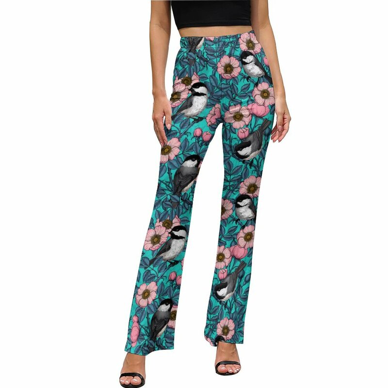 Calças estampadas de cintura alta, calças oversize, Street Wear, Home Graphic, rosa e azul, outono