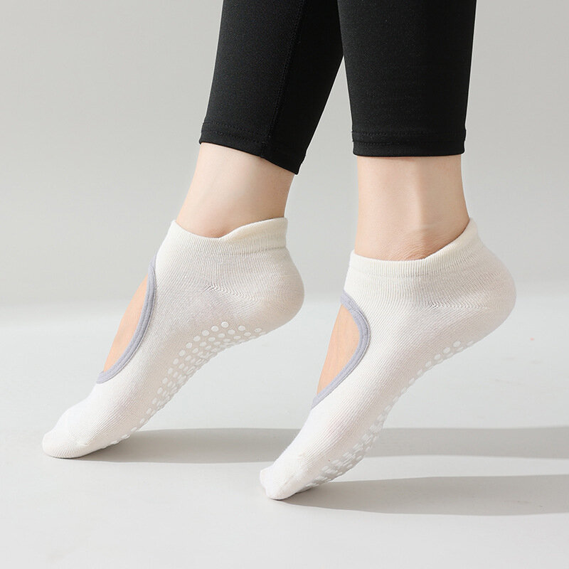 Women's Solid Color Backless Grip Socks Yoga Ankle Sports Socks Women's Non-Slip Slippers Socks