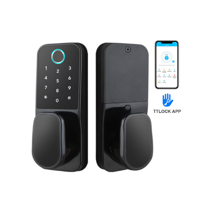 TTLock-Serrure de porte intelligente en bois avec mot de passe électronique, contrôle par application téléphonique, empreinte digitale, porte de sécurité moderne, chambre à coucher