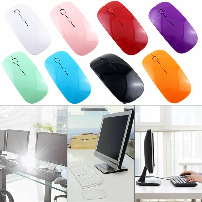 Mouse nirkabel 3 dapat disesuaikan, penerima optik Notebook PC Ultra tipis portabel 1600 DPI 2.4G