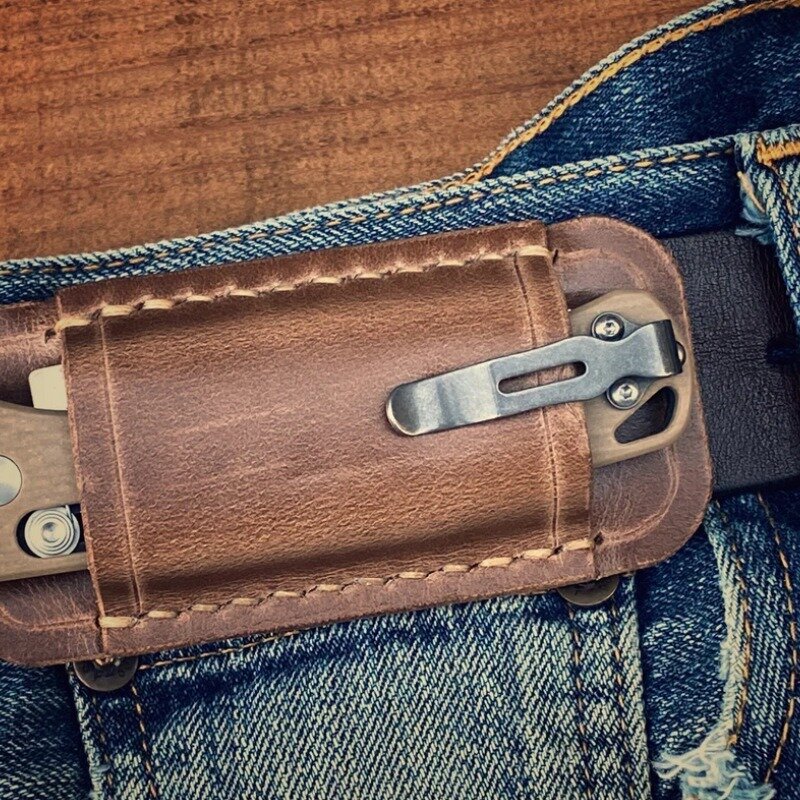 本革の刃とポケットツールのシース,水平折りたたみポケット,屋外ベルトバッグ,ナイフの保管