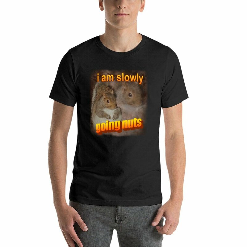 Nowość powoli robię orzechy wiewiórki sztuka słów t-shirt szybkoschnący t-shirt t-shirt z nadrukami męska koszulka męska