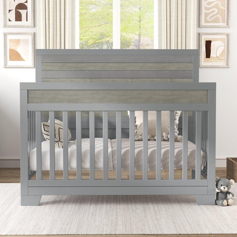 Berço do bebê e Changer Dreeser com removível Mudar Tray, Nursery Sets, Gray Quarto Define, 3 pcs