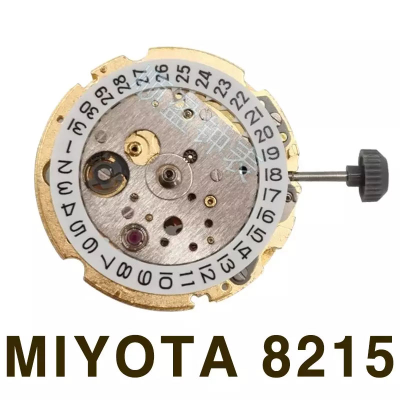 Mesin jam tangan MIYOTA 8200 Jepang, mesin arloji gerakan dengan warna emas 8215, kalender tunggal tiga tangan