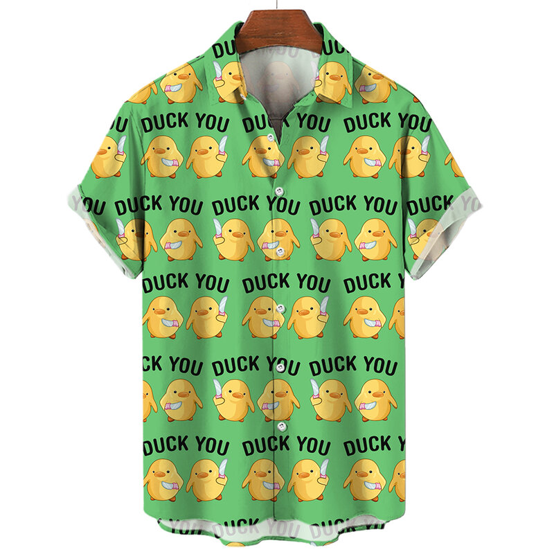 Modne koszule męskie Duck 3D Print Hawaiian Shirts For Men Summer Beach Casual Shirts Quick Dry Tops Oversized Funny Clothing