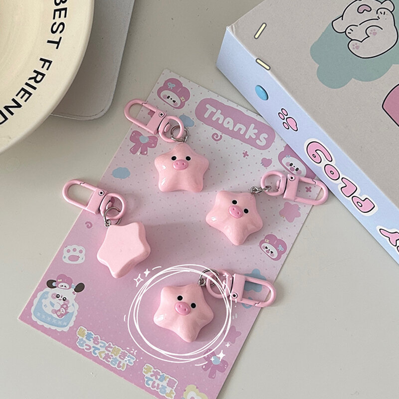 Kawaii Star Piggy portachiavi simpatico cartone animato animale rosa portachiavi Girly portachiavi borsa da scuola ciondolo custodia per cuffie accessori