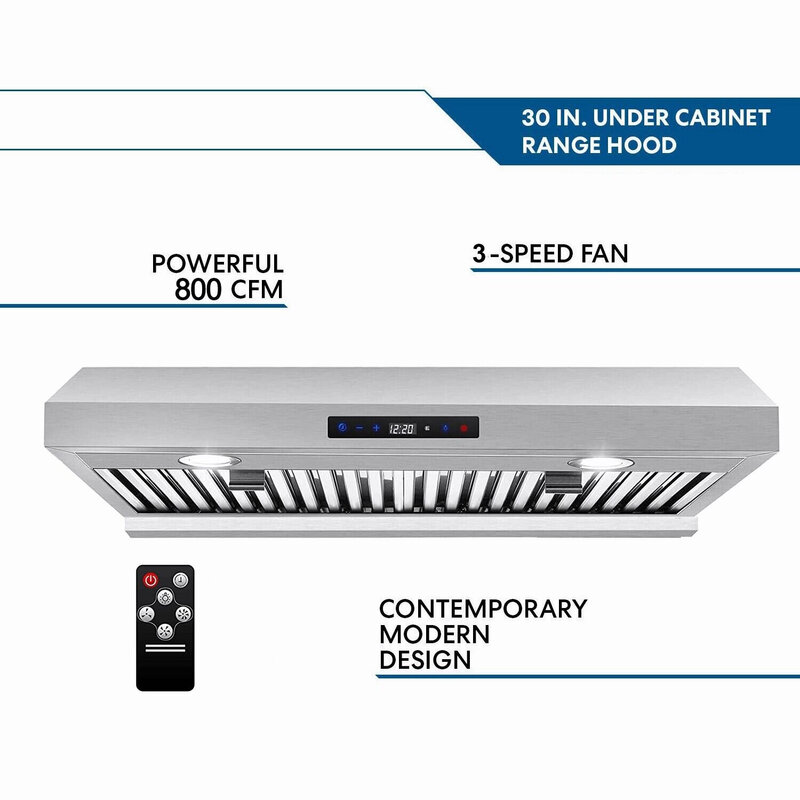 Tieasy-Controle remoto com luzes LED para cozinha, sob o armário, ventilação Hood Range, 3 velocidades, 800CFM