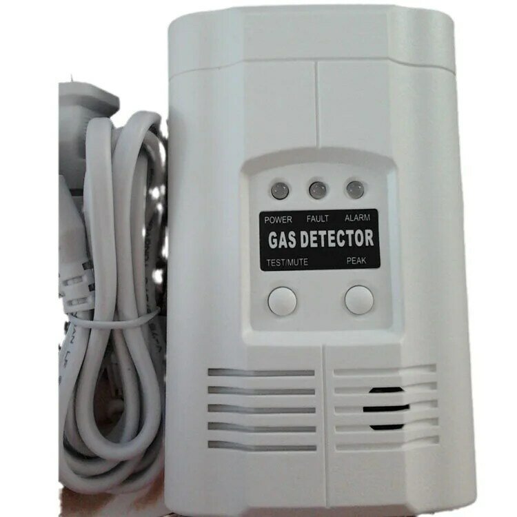 Detektor Gas independen AC220V dengan steker dan detektor Gas LPG Alarm Gas yang mudah terbakar dalam bahasa Inggris