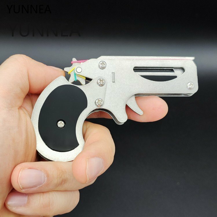 Stali nierdzewnej mechaniczne ślimak składany 6-Burst pistolet gumowy dla dzieci dekompresji zabawki kreatywny prezent