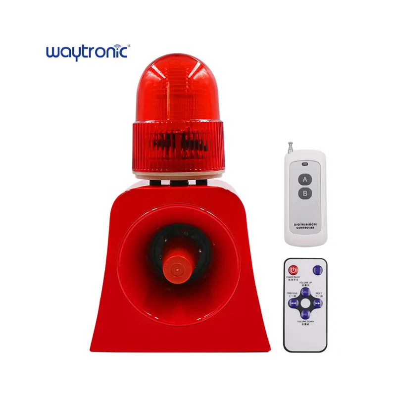Waytronic SF-502 Wireless Remote Control Sound And Light Alarm Player for Construction Sites Factories Docks