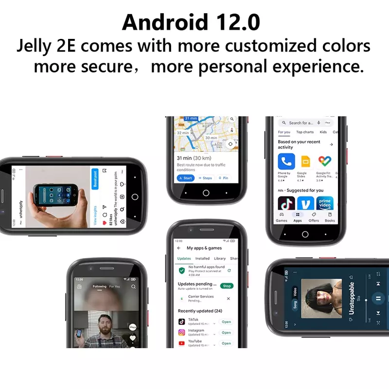 Unihertz-Smartphone Jelly 2E versión Global, 4G, Mini, Android 12, pantalla HD de 3 pulgadas, 4GB + 64GB, 2000mAh, VoLTE HD, Vioce, teléfonos pequeños, NFC