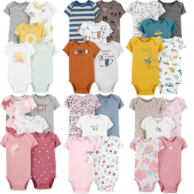 5pcs Baby Boys Girls Bodysuit Short Sleeve 100% Cotton Baby Clothes 0-12 Months Newborn Body Bebe Jumpsuit Clothing