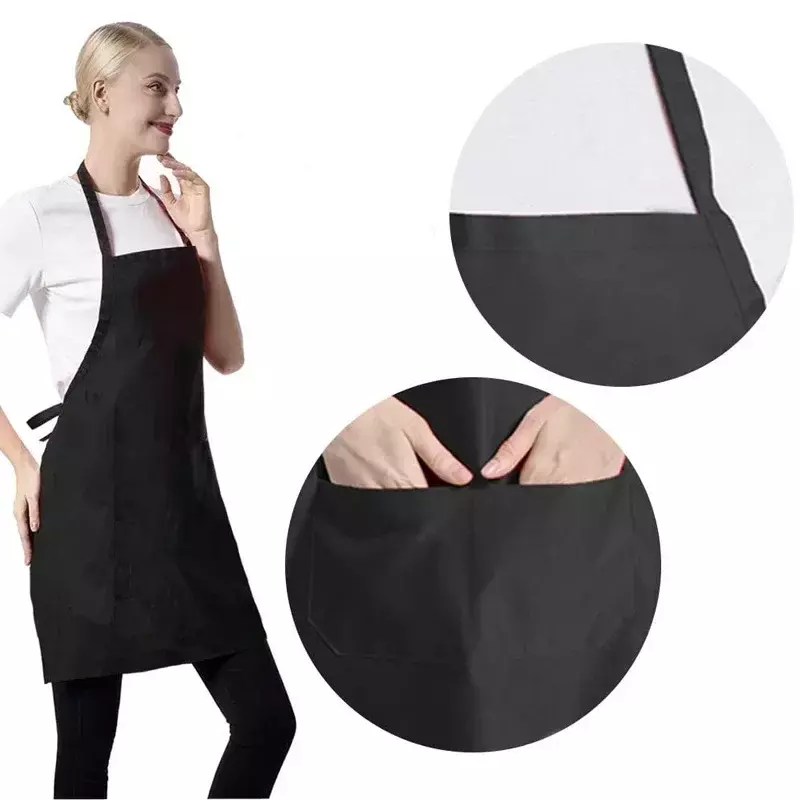 Adjustable Cooking Apron Unisex  Household Solid Color Chef Waiter Barbecue Hairdresser Adult Pocket Apron Kitchen Supplies Tool
