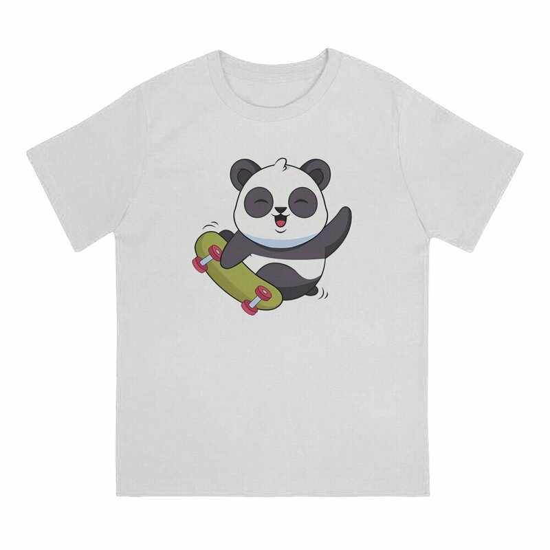Cute Panda Skate Graphic T-shirt, Animal Printing Streetwear, Leisure T-shirt, T masculino, Roupa original do presente