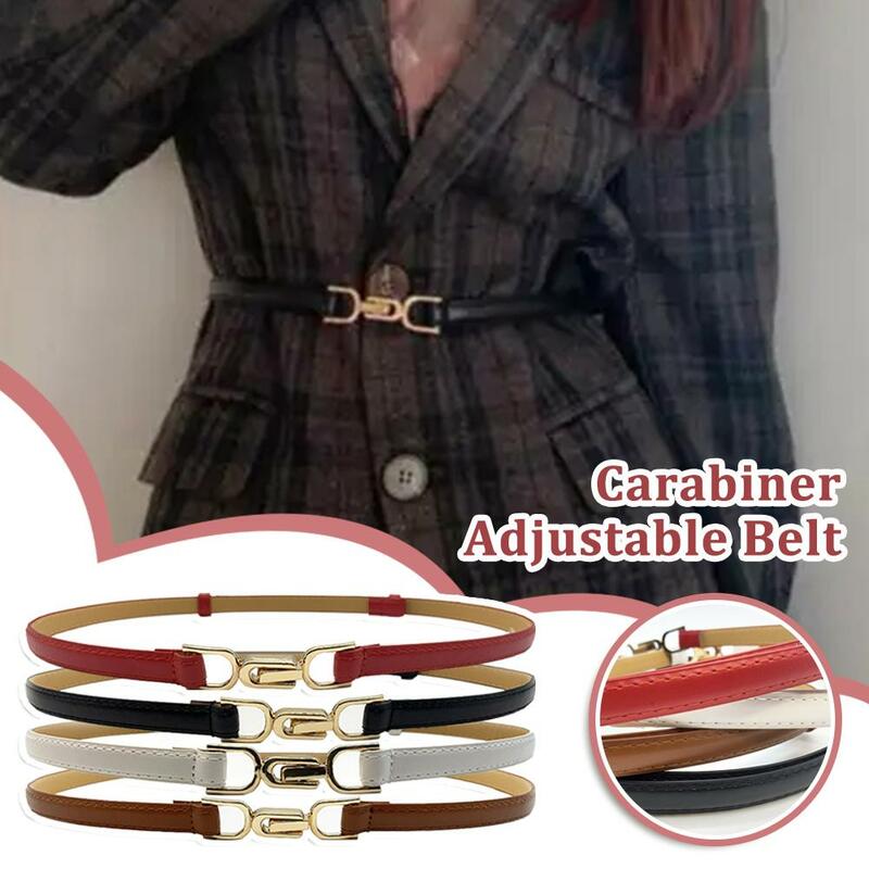 Cinturón ajustable fino de cuero Pu para mujer, hebilla de Metal con personalidad, decoración de cintura, vestido, pantalón, moda, Y1g4