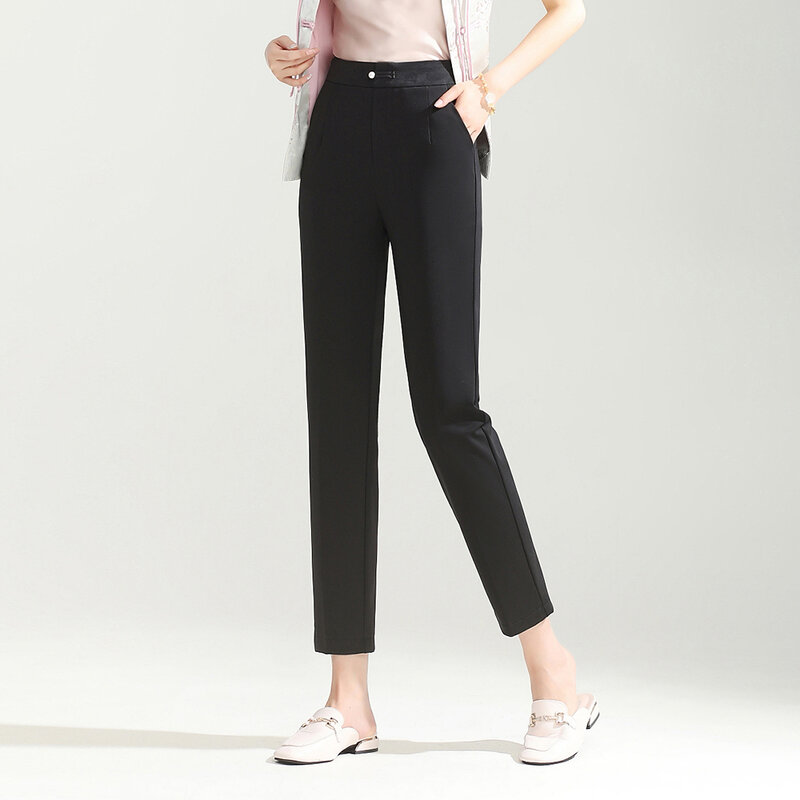 2024 nowa koreańska wersja damskich spodni casualowych dziewięciopunktowych proste spodnie modne oddychające odpowiednie darmowa wysyłka