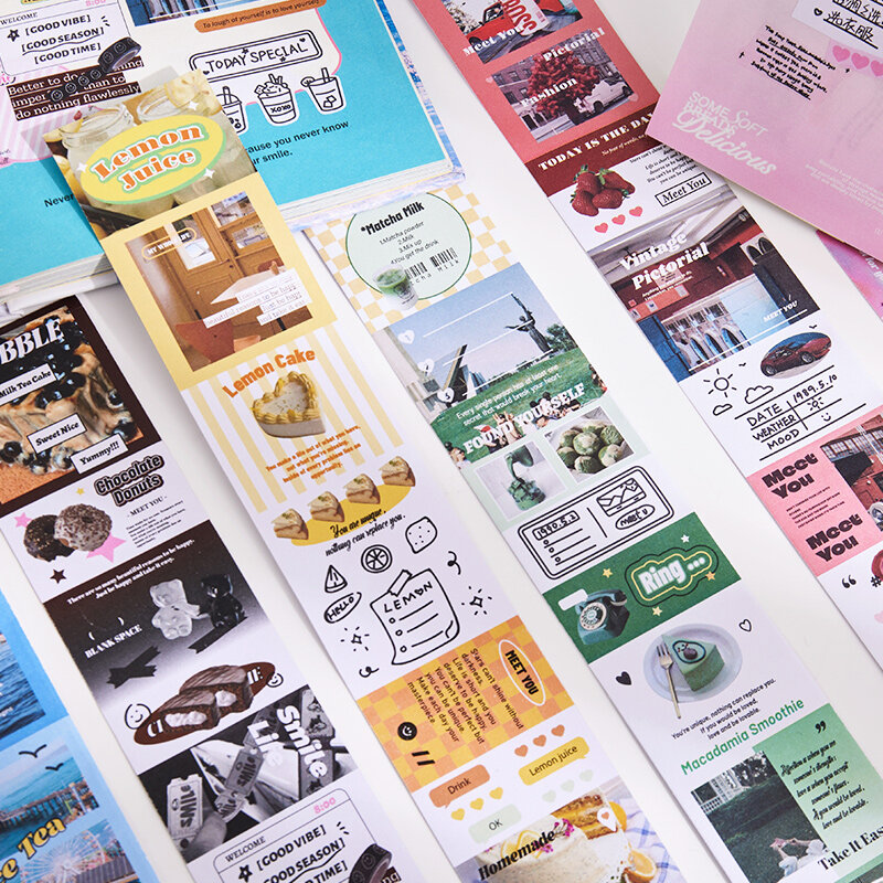 Entspannungs serie Aufkleber auf Roll Art Scrap booking Tape Schneiden Dekoration Collage Material DIY Notebooks Briefpapier Lieferungen